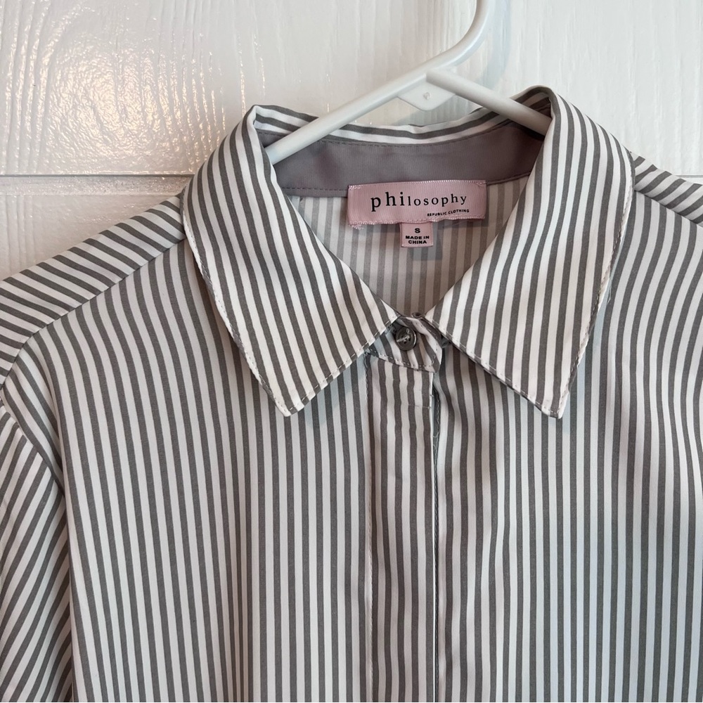 Philosophy long line stripe blouse